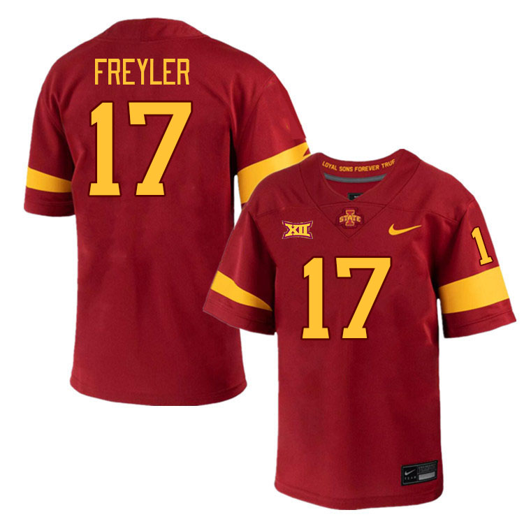 Men #17 Beau Freyler Iowa State Cyclones College Football Jerseys Stitched-Cardinal